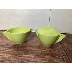Mid Century MALLO Ware Melmac Melamine Sugar and Creamer Avocado Green